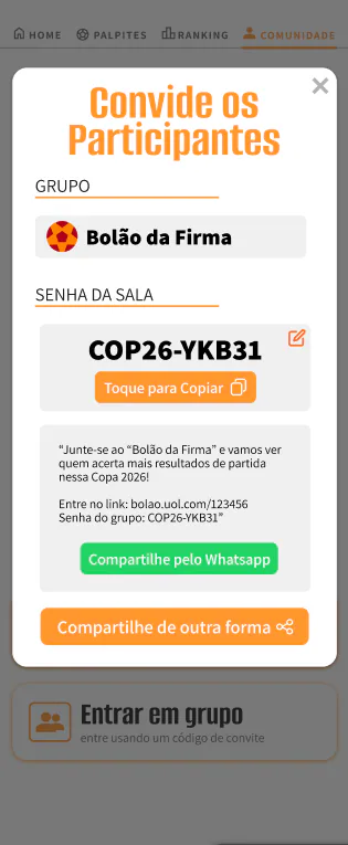 Private group invitation flow for competing with friends.