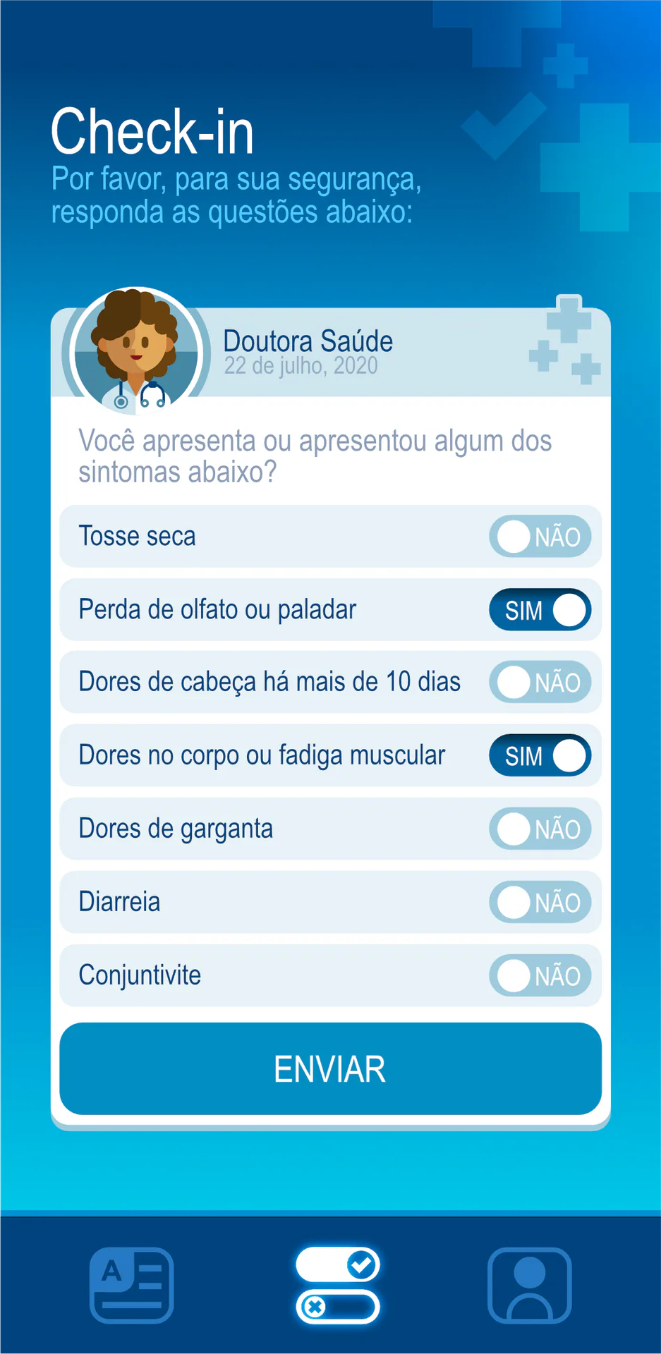 Health questionnaire used before campus access.