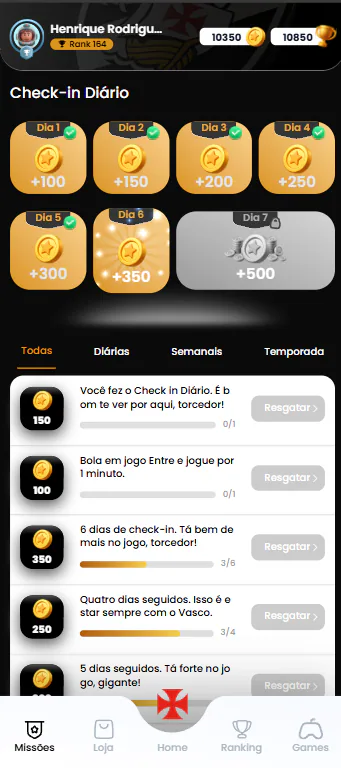 Daily check-in flow used to sustain recurring participation.