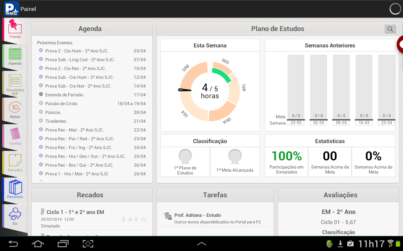 Poliedro P+ navigation across academic services.